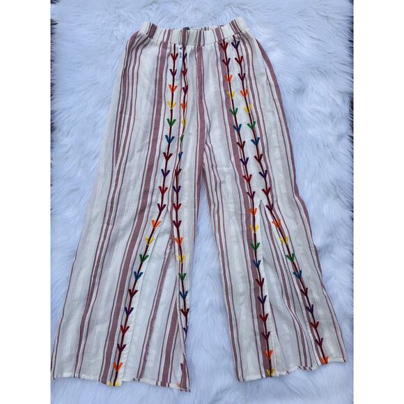 Asos Embroidered Split Front Beach Pants Size US 2 EU 34 boho Y2K A000193 - Picture 4 of 10
